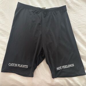 Black Biker Shorts with Catch Flights Print